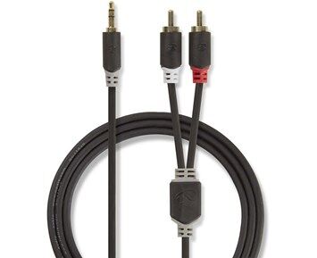 Nedis 3.5 mm til 2x RCA Lydkabel 5 m Gullbelagt Antrasitt