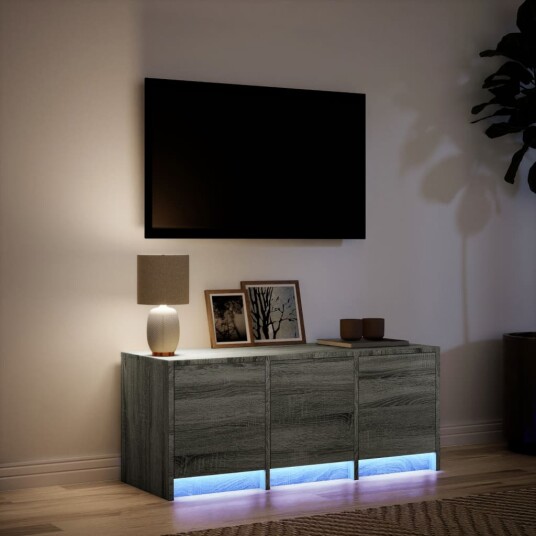 TV-benk med LED grå sonoma 97x34x40 cm konstruert tre 852241 TV-benk med LED grå sonoma 97x34x40 cm konstruert tre 852241