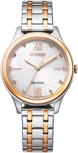 Citizen Dameklokke EM0506 77A Hvit/Rose gulltonet stål Ø32 mm