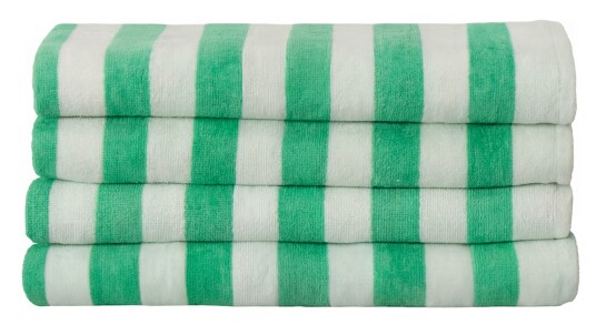 Nordstrand Home Stripete badehåndkle - 70x140 cm - 100% bomull - Grønn og hvit - Badehåndkle med striper -