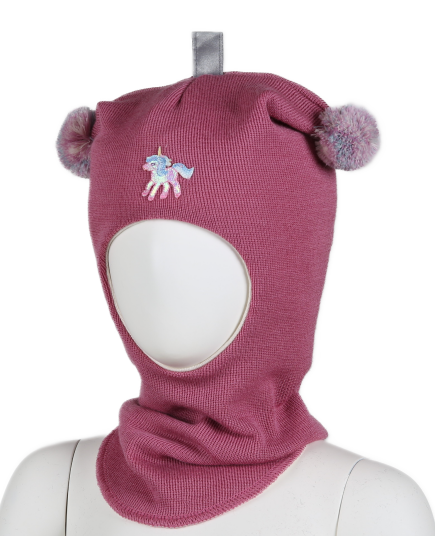 Kivat Balaclava i Ull Enhjørning Mørke Rosa 1 1 2år