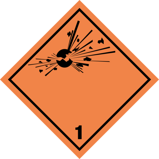Explosives kl. 1 faresedler Explosives kl. 1 faresedler