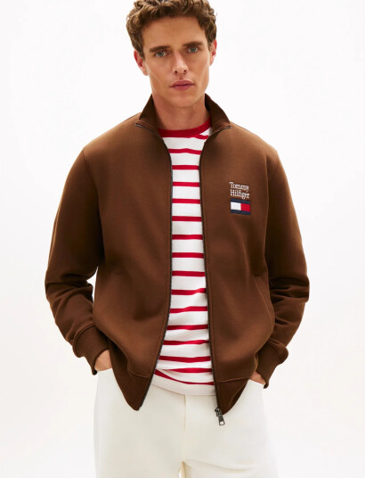 Tommy Hilfiger Tommy Embro Flag Stand Collar Brown M
