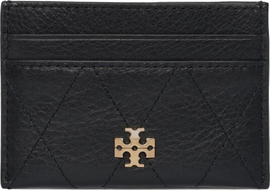 Tory Burch Charlie Quilted Card Case Black ONE SIZE