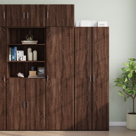 Smalt oppbevaringsskap brun eik 50x42,5x225 cm konstruert tre