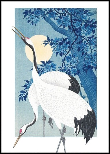 Cranes In a Moonlit Night Plakat Plakat / 21x30cm