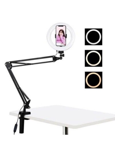 Puluz Desktop arm stand with 20cm LED Vlogging Ring PKT3089B