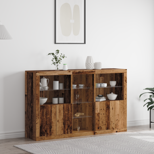 Sideboard med LED lamper Gammelt tre 162x37x100 cm Konstruert tre Sideboard med LED lamper Gammelt tre 162x37x100 cm Konstruert tre