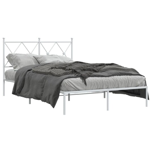  Sengeramme i metall med hodegavl hvit 120x190 cm 8721012374324
