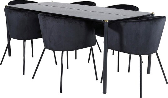 Venture Home Spisegruppe Pelle med 6 Berit spisestoler Svart Venture Home Spisegruppe Pelle med 6 Berit spisestoler Svart
