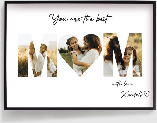 Personalisert Plakat Mamma Fotokollasje med Hjerte