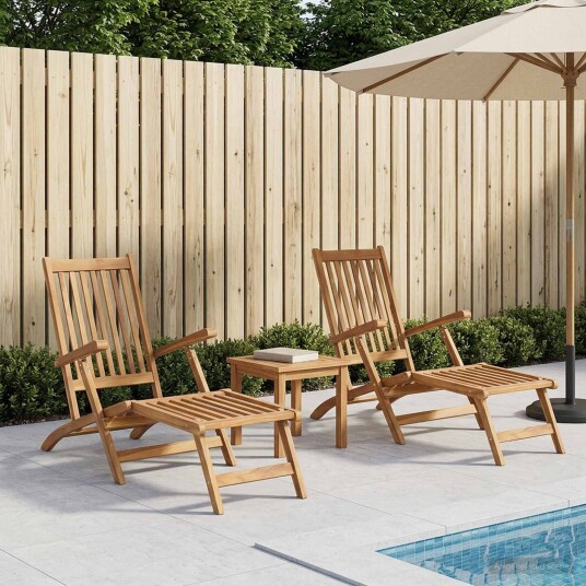 vidaXL Folding Deck Stol 2 pcs Naturlig Massivt Teaktre