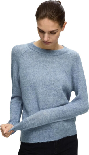 SELECTED FEMME Slflulu LS Knit O-Neck Endless Sky Detail:MELANGE M