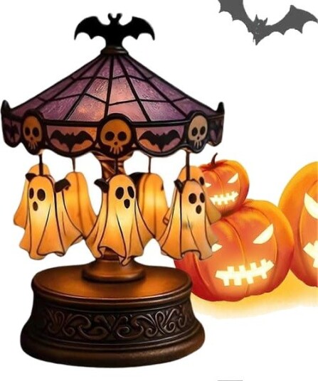 Halloween Lysende Spøkelseskarusell Bordlampe FMY