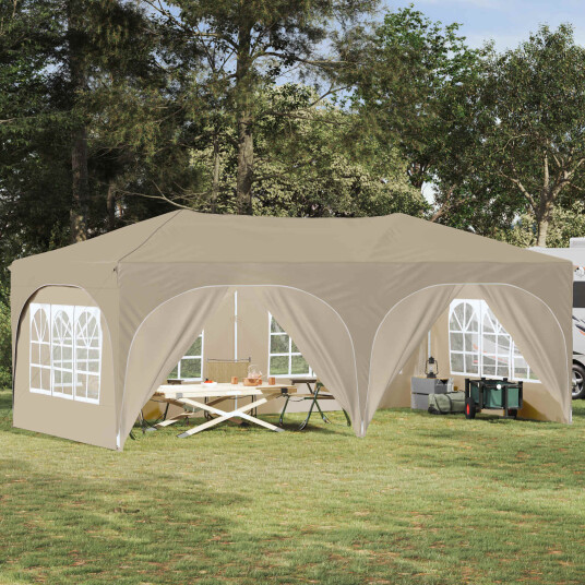  Pop up Festtelt Krem 575 x 288 x 245 cm Oxford Stoff
