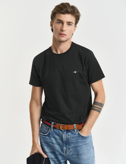 GANT Slim Shield Ss T-Shirt - Black - XXL