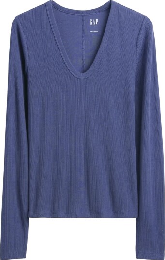 GAP Long Sleeved Rib T Shirt From The Gap Collection SARGASSUS BLUE S