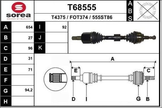 Drivaksel EAI T68555
