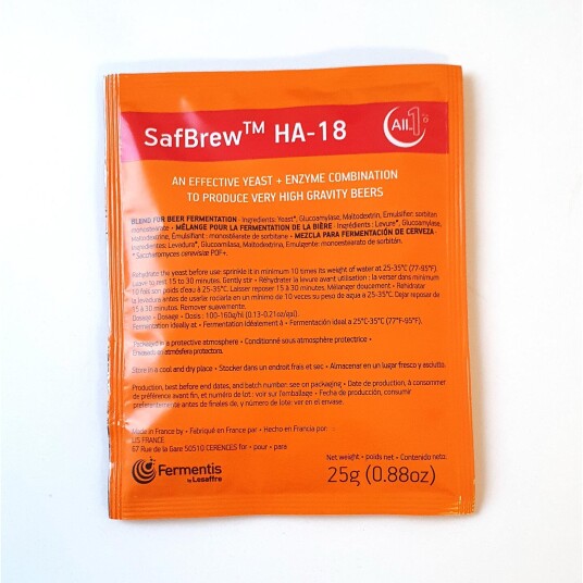 Fermentis SafBrew™ HA 18 25g Tørrgjær svært høy alkoholtoleranse Fermentis SafBrew™ HA 18 25g Tørrgjær svært høy alkoholtoleranse