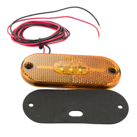 Gult LED markeringslys for 12V Rektangulert for montering på sider Gult LED markeringslys for 12V Rektangulert for montering på sider