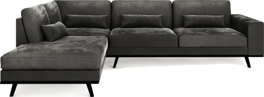 Copenhagen 4 seters Venstrevendt L formet Sjeselongsofa i Fløyel Mørk grå Copenhagen 4 seters Venstrevendt L formet Sjeselongsofa i Fløyel Mørk grå