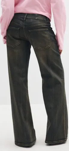 Nelly - Blå - Coated Loose Flare Jeans