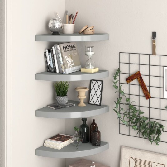 vidaXL Flytende vegghyller 4 stk gr? 35x35x3,8 cm MDF