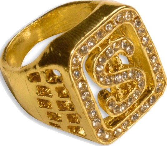 Gullfarget Dollar Ring med Bling