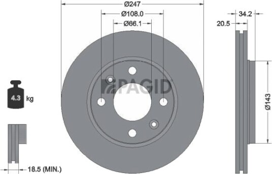 PAGID 52512NC Bremseskive PAGID 52512NC Bremseskive
