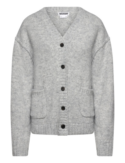 Weekday Loose Fit Knitted V-Neck Cardigan - Grey - M