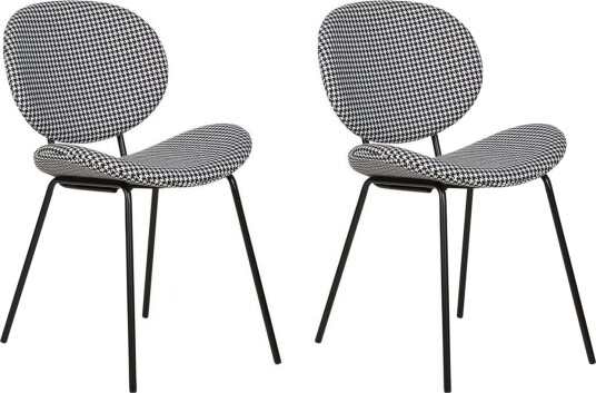 Sett med 2 spisestoler Luana - Svart, Hvit/Polyester