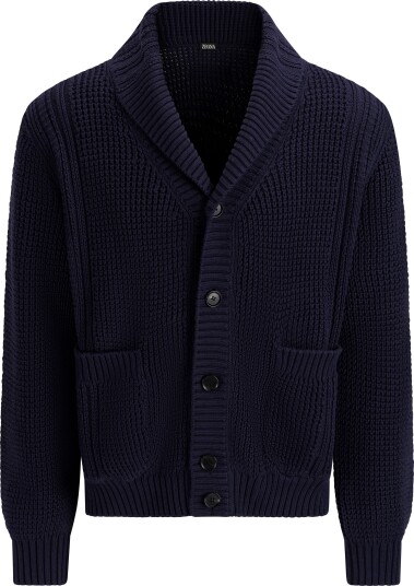 Zegna Cardigan silk cotton 52 blå herre