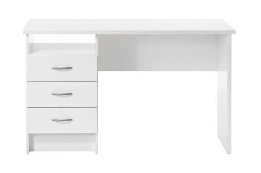 Skrivebord Praxia 120 cm med Oppbevaringsskuffer + Hylle   Hvit