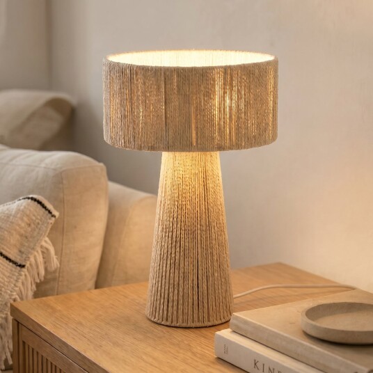 Bordlampe Lindby Anuva Beige Stue Papir / kartong Rustikk 45 Beige