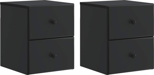 Vegghengt Nattbord 2 pcs Svart 34,5 x 33 x 40 cm Konstruert tre