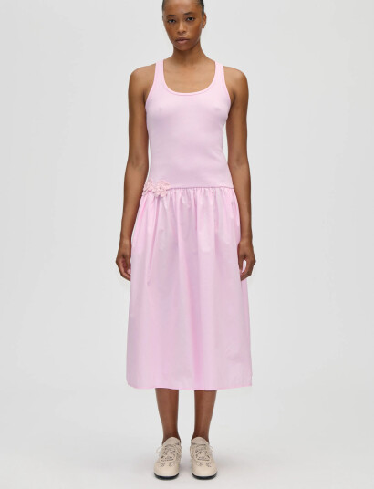 STINE GOYA Rib Casual Tank Midi Dress Pink XL STINE GOYA Rib Casual Tank Midi Dress Pink XL