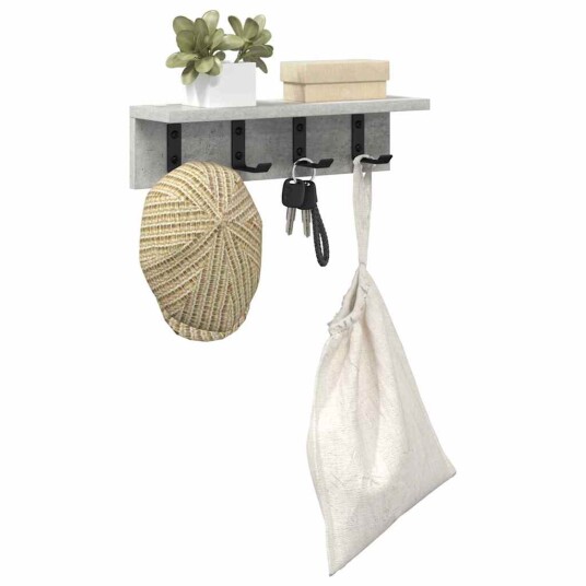  Vegghengt kleshenger med hylle Betonggrå 40 x 10.5 x 10.5 cm