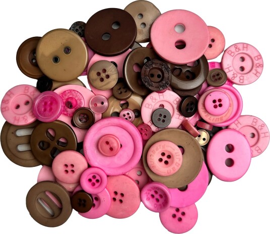 Go Handmade Button Mix Rosa/Brun