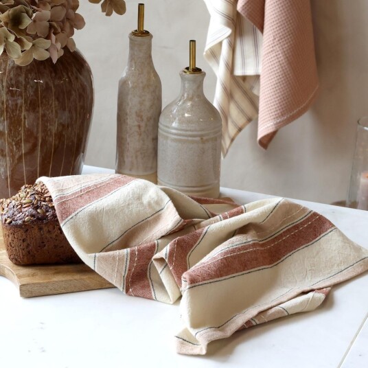 Chic Antique Kjøkkenhåndkle bomull rosa terracotta 50x70