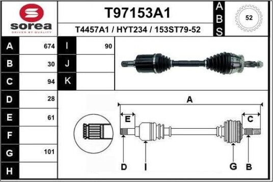 EAI T97153A1 Drivaksel