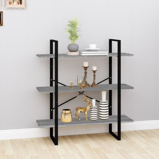 vidaXL Bokhylle gr? sonoma 100x30x105 cm konstruert tre