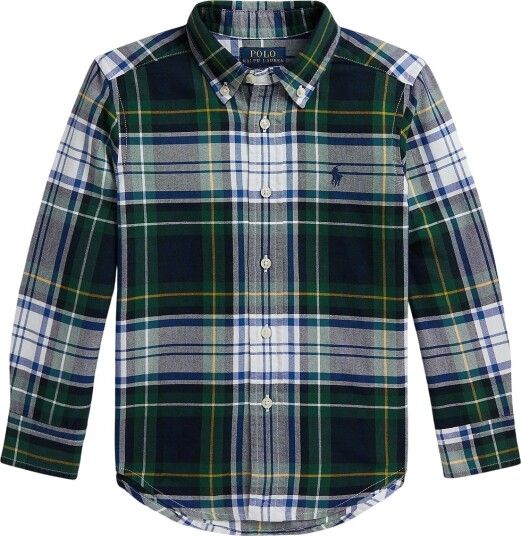 Ralph Lauren Kids Plaid Cotton Oxford Shirt White 138 149