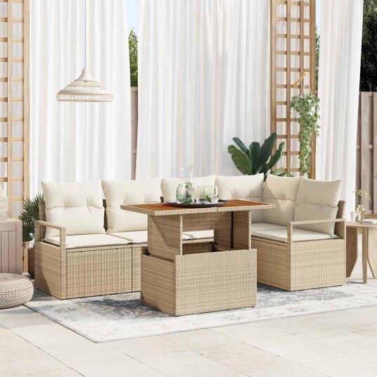 vidaXL Hagesofa Set 6 stk. 5 Antall seter Beige og krem