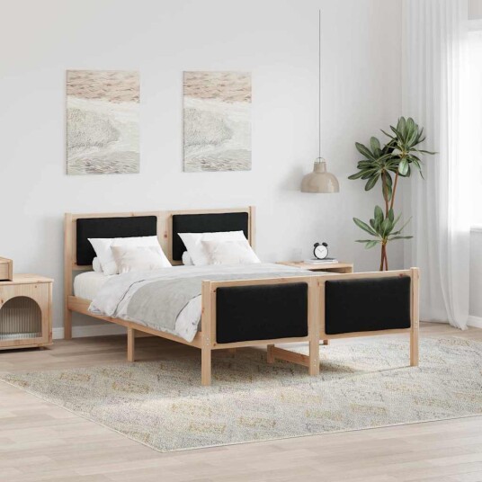 Sengestamme med hodegjerde Svart 160 x 200 cm stoff