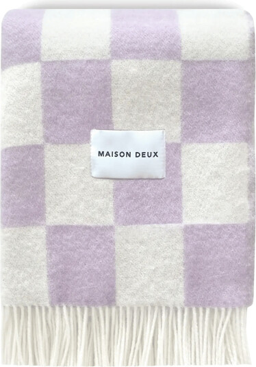 Maison Deux Checkerboard Blanket   White   130X 200CM