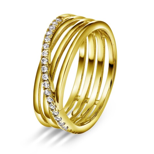 Pan Jewelry Ring i forgylt 925 sølv med zirkonia