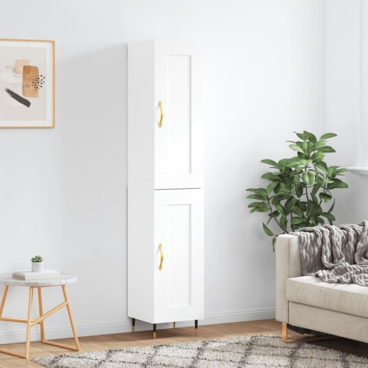 Highboard hvit 34,5x34x180 cm konstruert tre Highboard hvit 34,5x34x180 cm konstruert tre