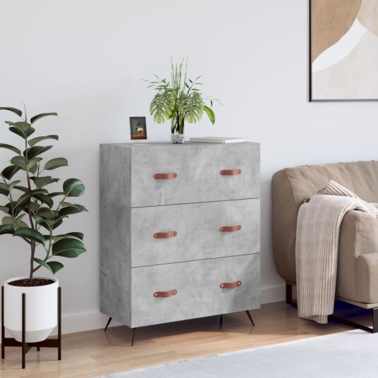vidaXL Kommode betonggrå 69,5x34x90 cm konstruert tre
