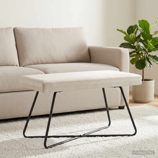 vidaXL benk Ensfarget Krem 80 x 40 x 45 cm Fløyel