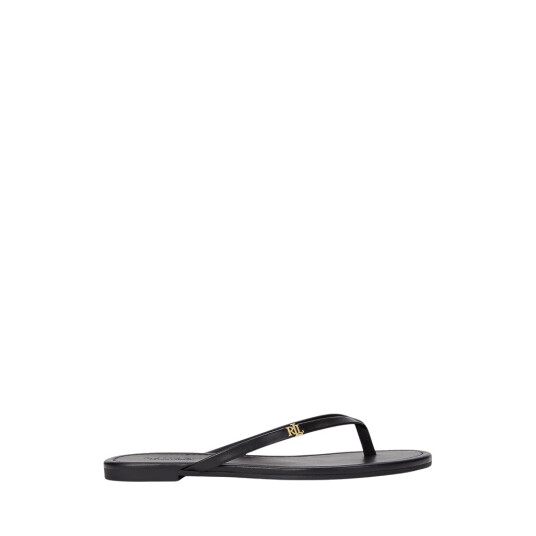 Lauren Ralph Lauren Raquel Leather Flip Flop Black 37.5